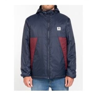 Element Jacket Mens Full Zip Hooded Water‎ Repellent Navy Burgundy Lightweight